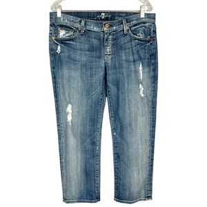 7FAMK 7 for all Mankind Cropped Straight Leg Distressed Jeans Size 32